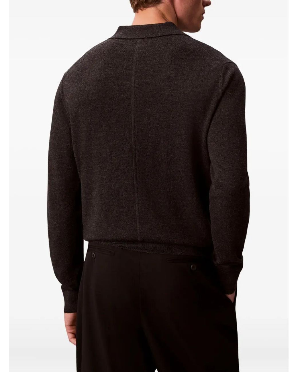 Calvin Klein Black Polo-Collar Sweater for men