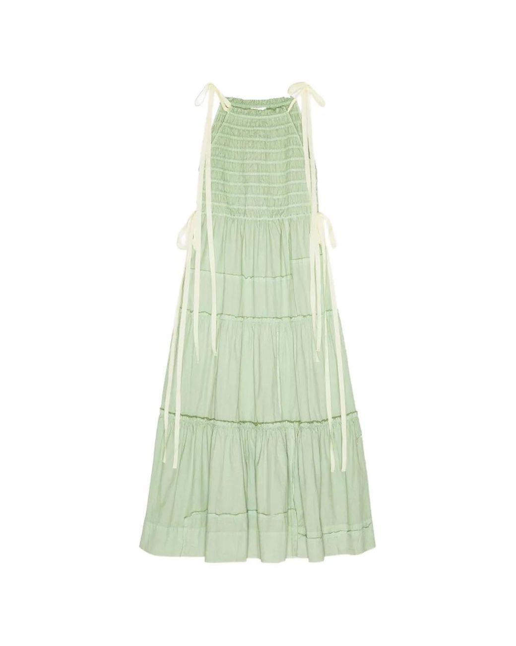 Ganni Green Tiered Dress