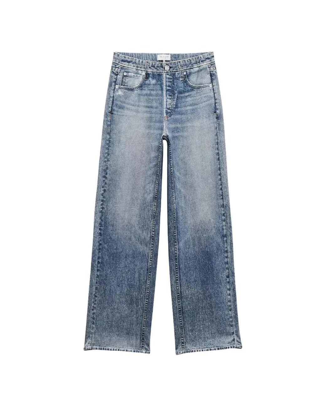 Rag & Bone Blue Miramar Terry Wide-Leg Jeans