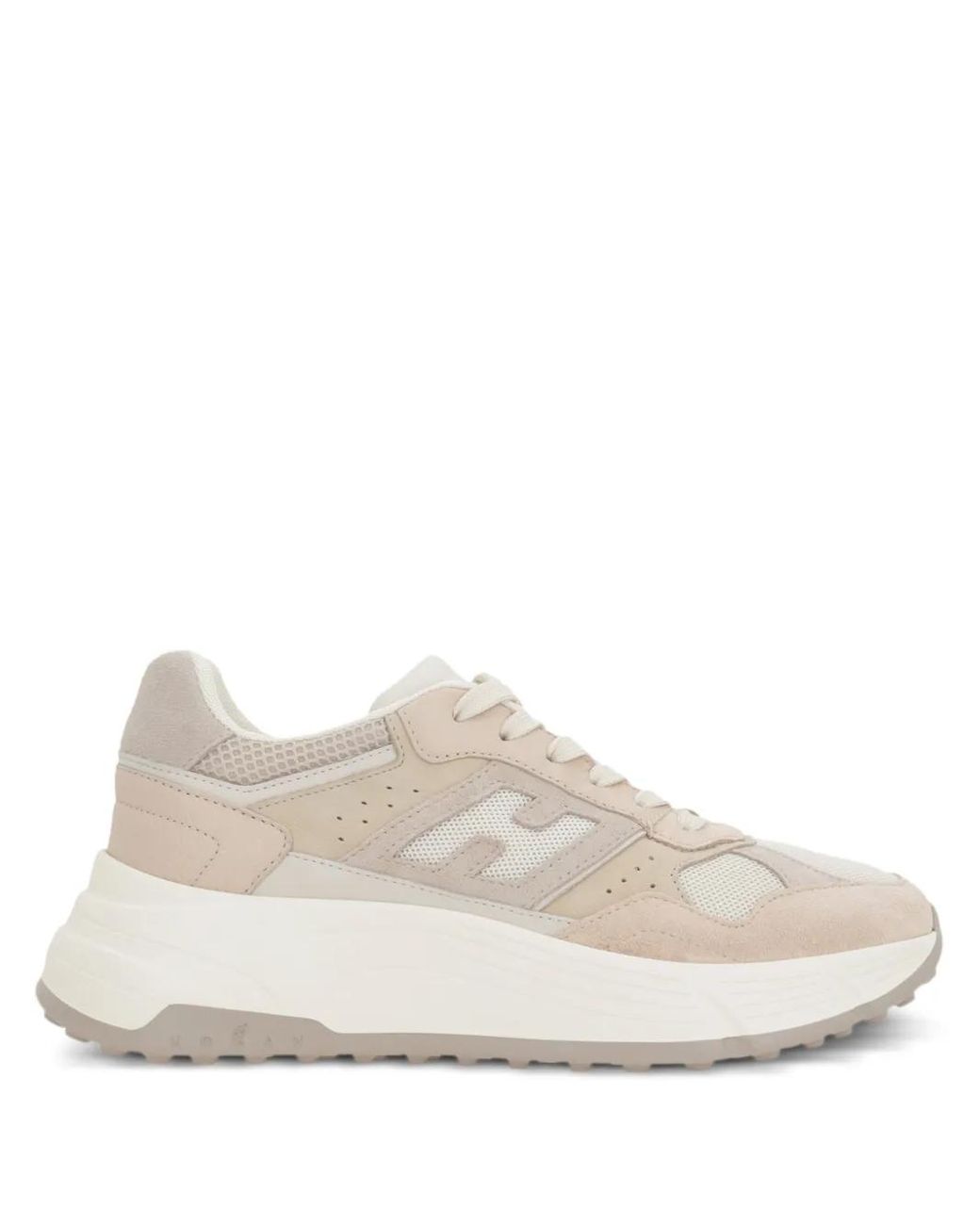 Hogan White Chunky Sole Sneakers With Mesh And Suede Composition