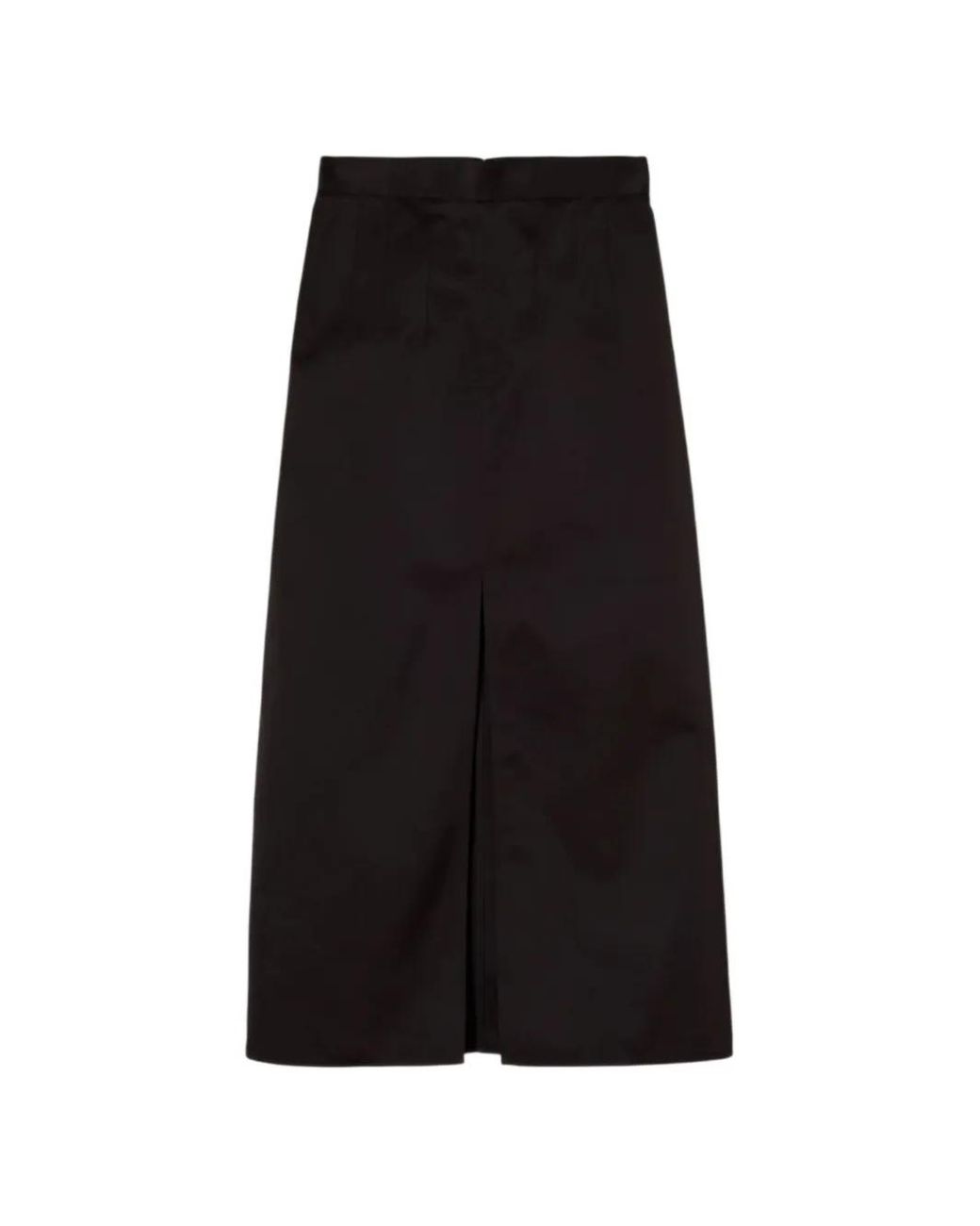 Plan C Black Front-Slit Satin-Finish Maxi Skirt