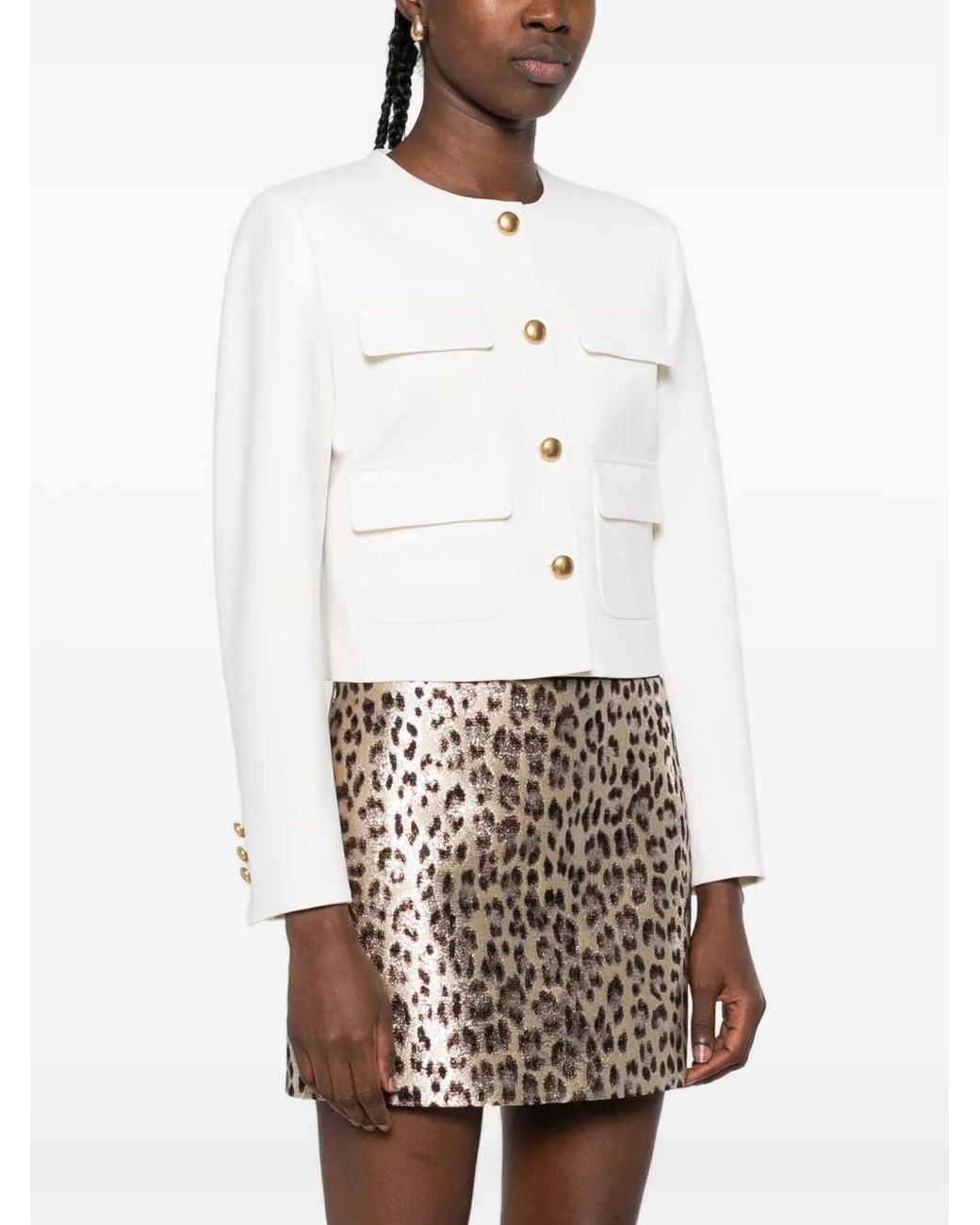 P.A.R.O.S.H. White Buttoned Flap-Pockets Jacket