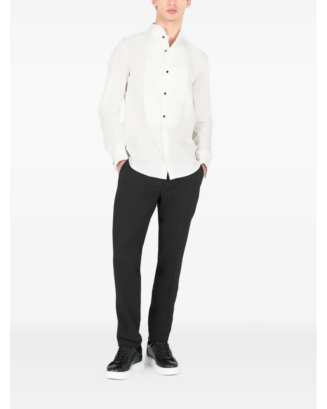 Roberto Cavalli White Pleated-Front Button Shirt for men