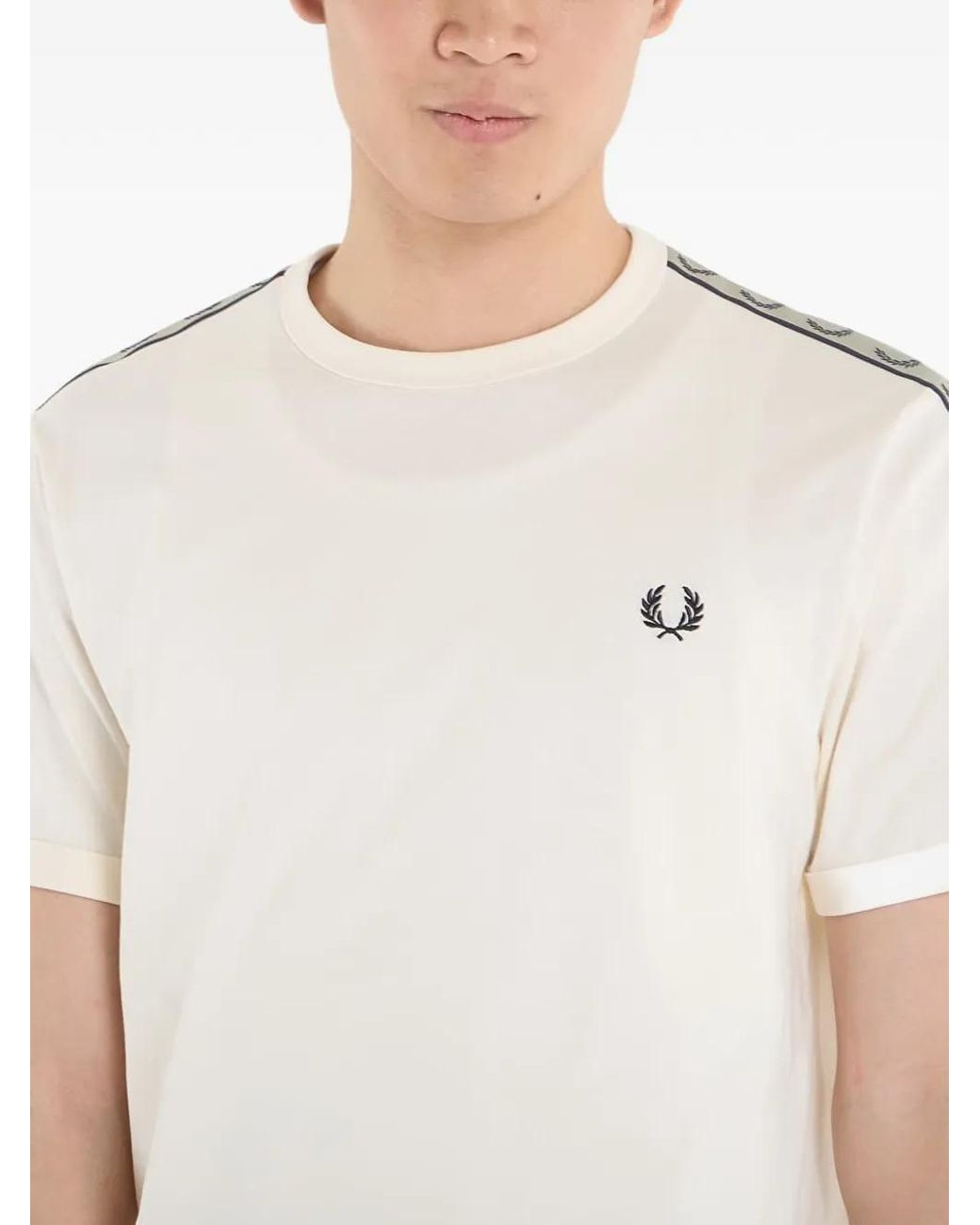Fred Perry White Logo-Embroidered T-Shirt for men