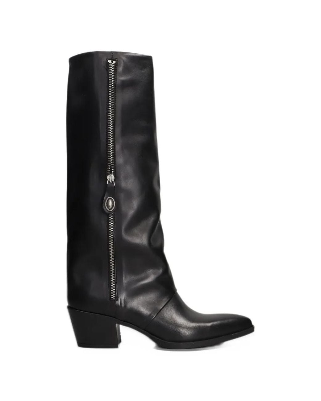 METISSE Black Side-Zip Knee-High Boots
