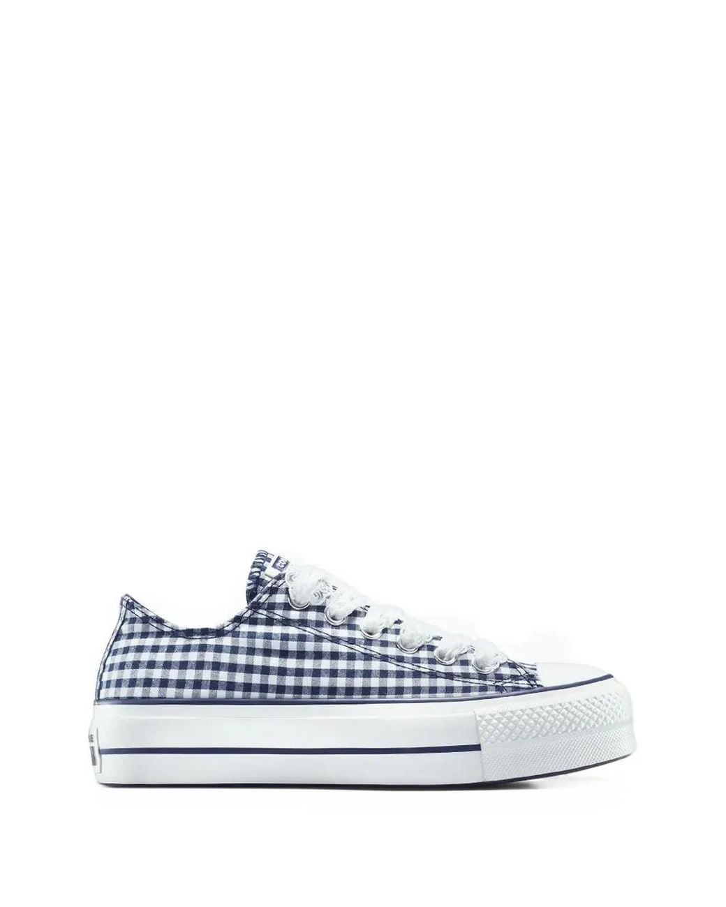 Converse White Chuck Taylor Lift Platform Gingham Sneakers
