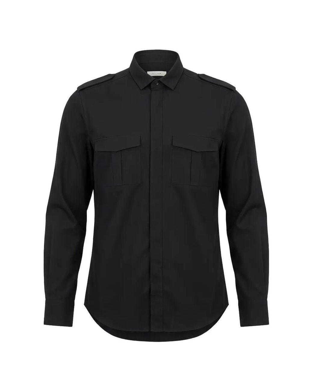 Valentino Garavani Black Epaulette-Detail Chest-Pocket Shirt for men