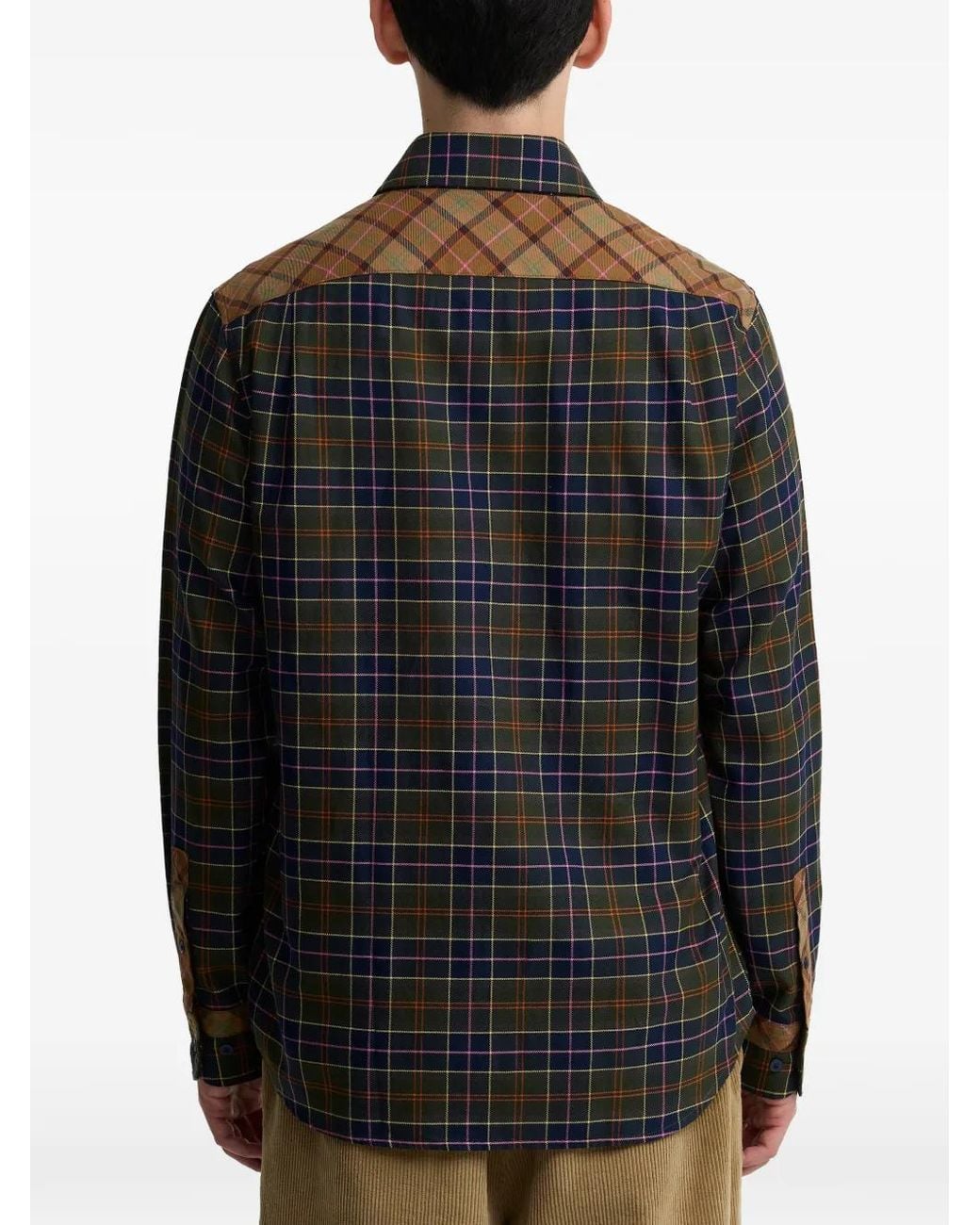 Barbour Black X Paul Smith Tartan-Pattern Embroidered-Logo Shirt for men