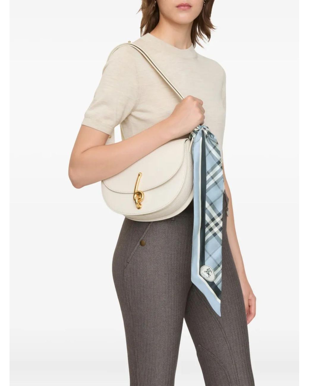 Burberry Blue Skinny Check Silk Scarf