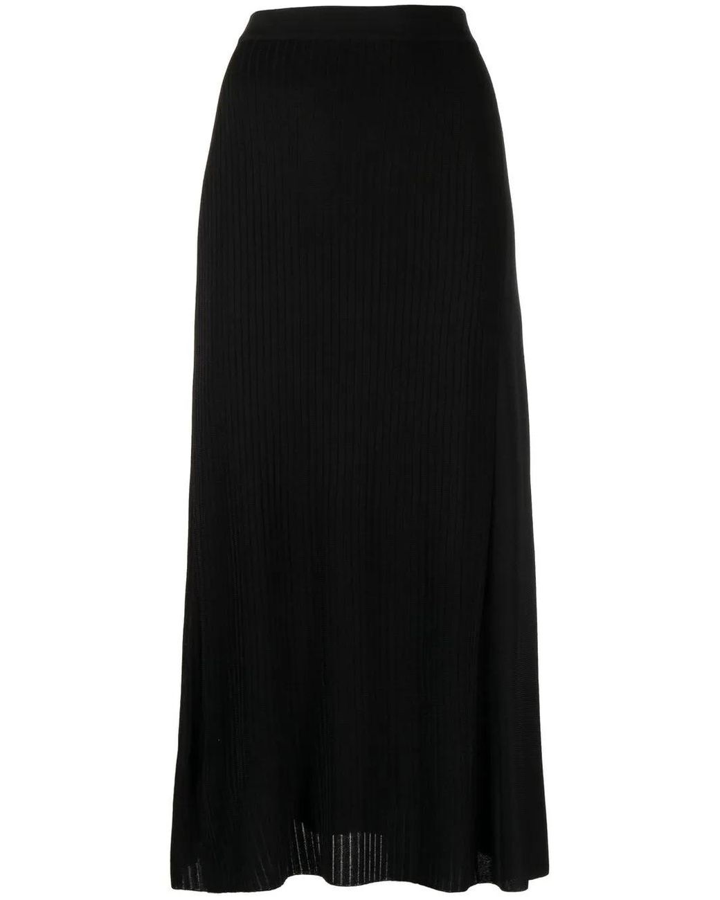 Ferragamo Black Ribbed-Knit A-Line Skirt