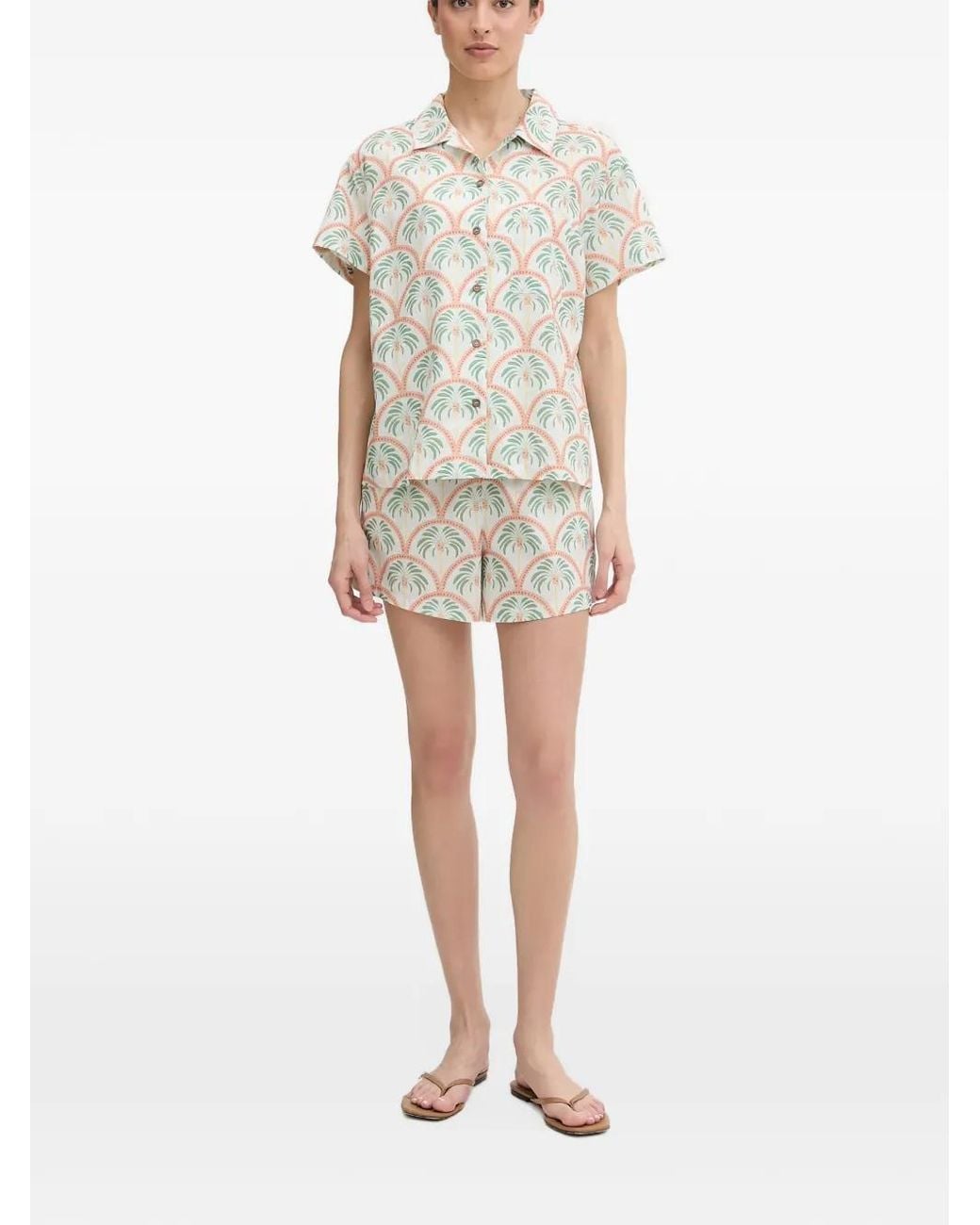 Hurley Natural Palm-Tree-Print Drawstring Beach Shorts