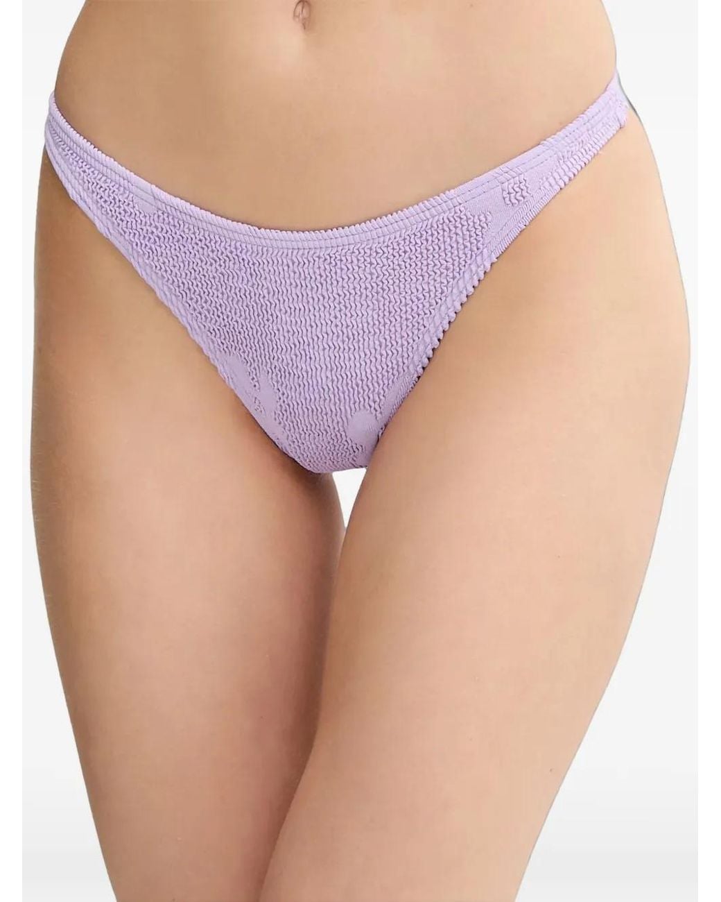 Bondeye Purple Bas De Bikini À Fleurs En Jacquard Et Effet Froissé