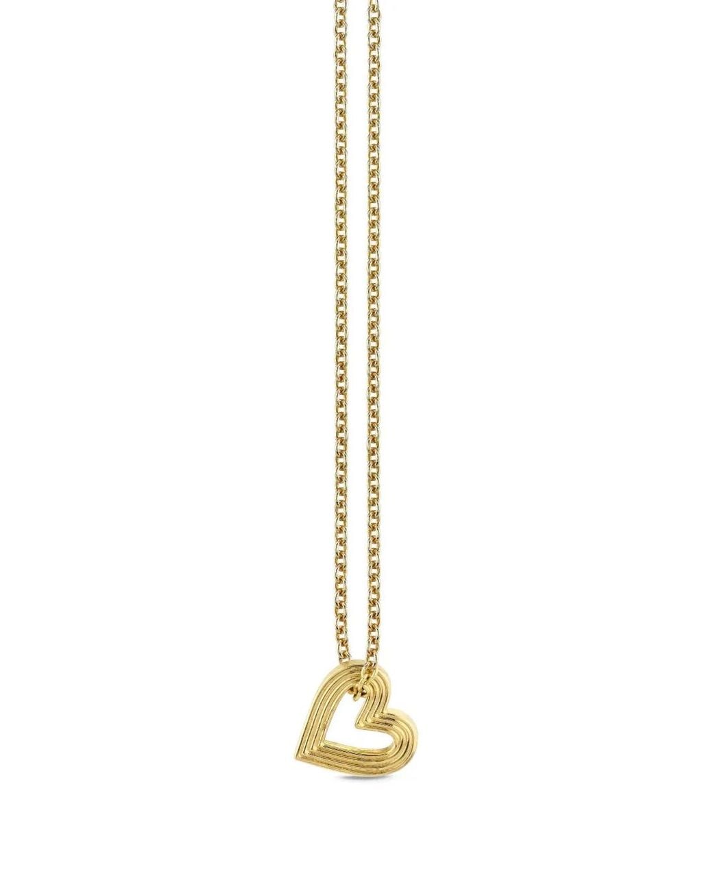 Sydney Evan Metallic 14Ct Fluted Heart Necklace