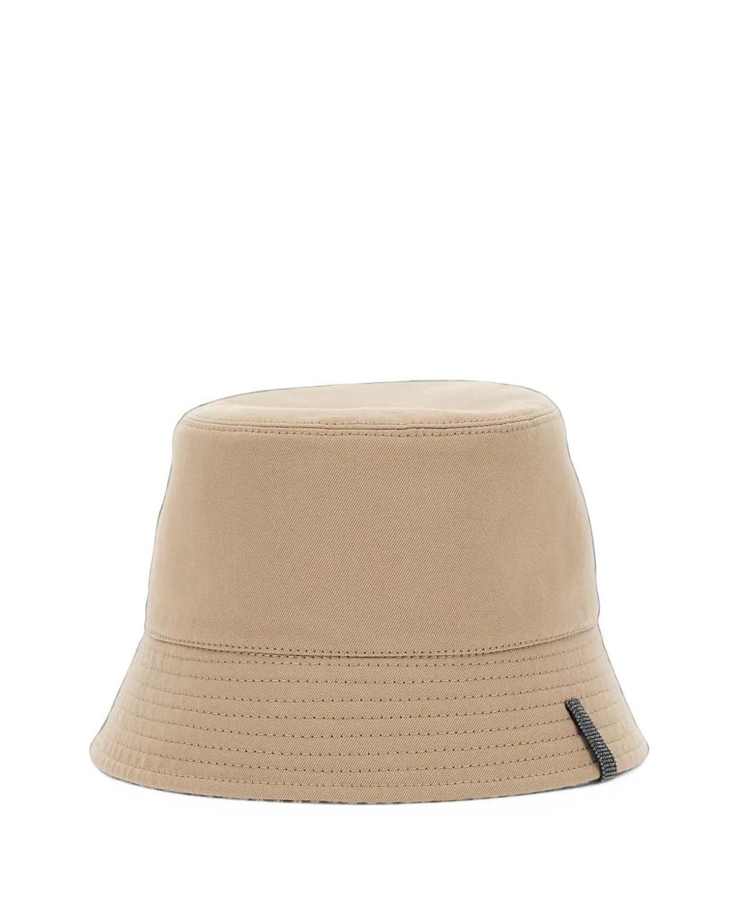Brunello Cucinelli Natural Cotton, Linen And Virgin Wool Reversible Bucket Hat With Monili