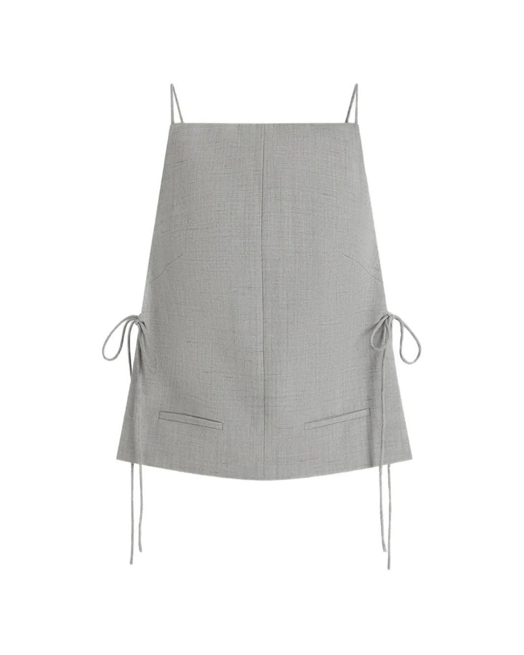 St. Agni Gray Square-Neck Top