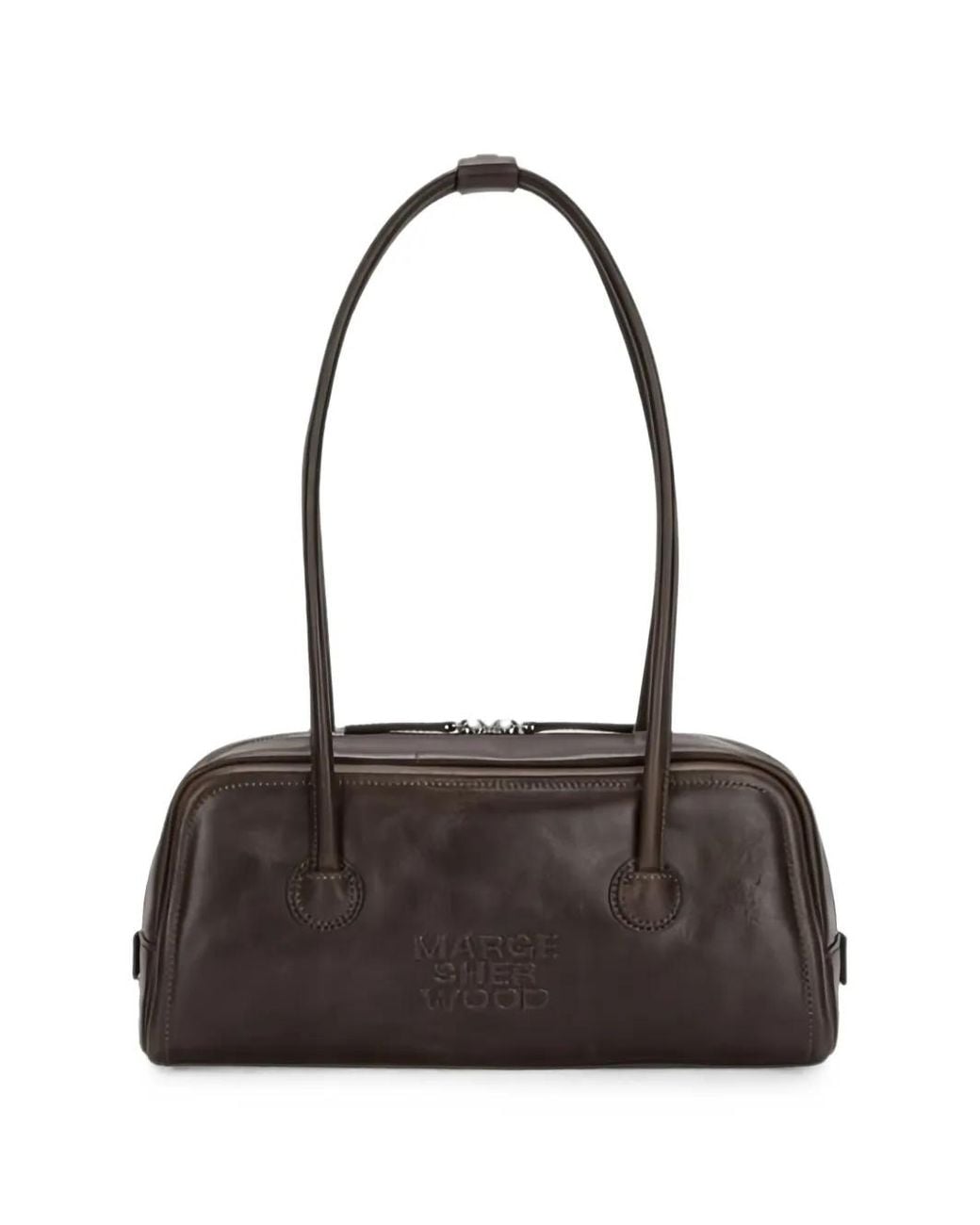 MARGE SHERWOOD Black Logo-Embossed Leather Shoulder Bag