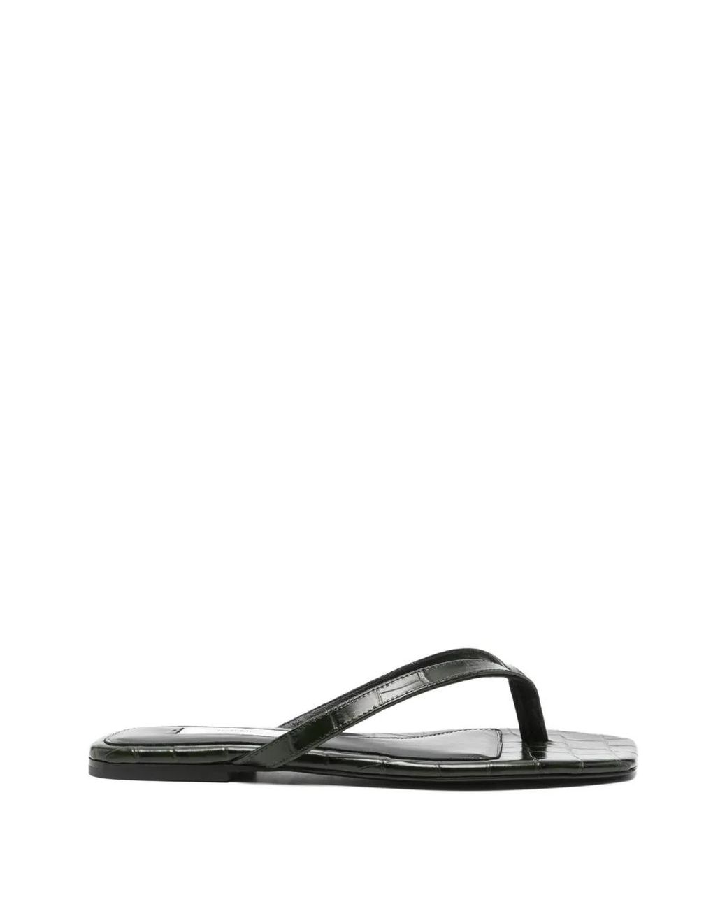 Totême Black Croco-Embossed Flip Flops Dark