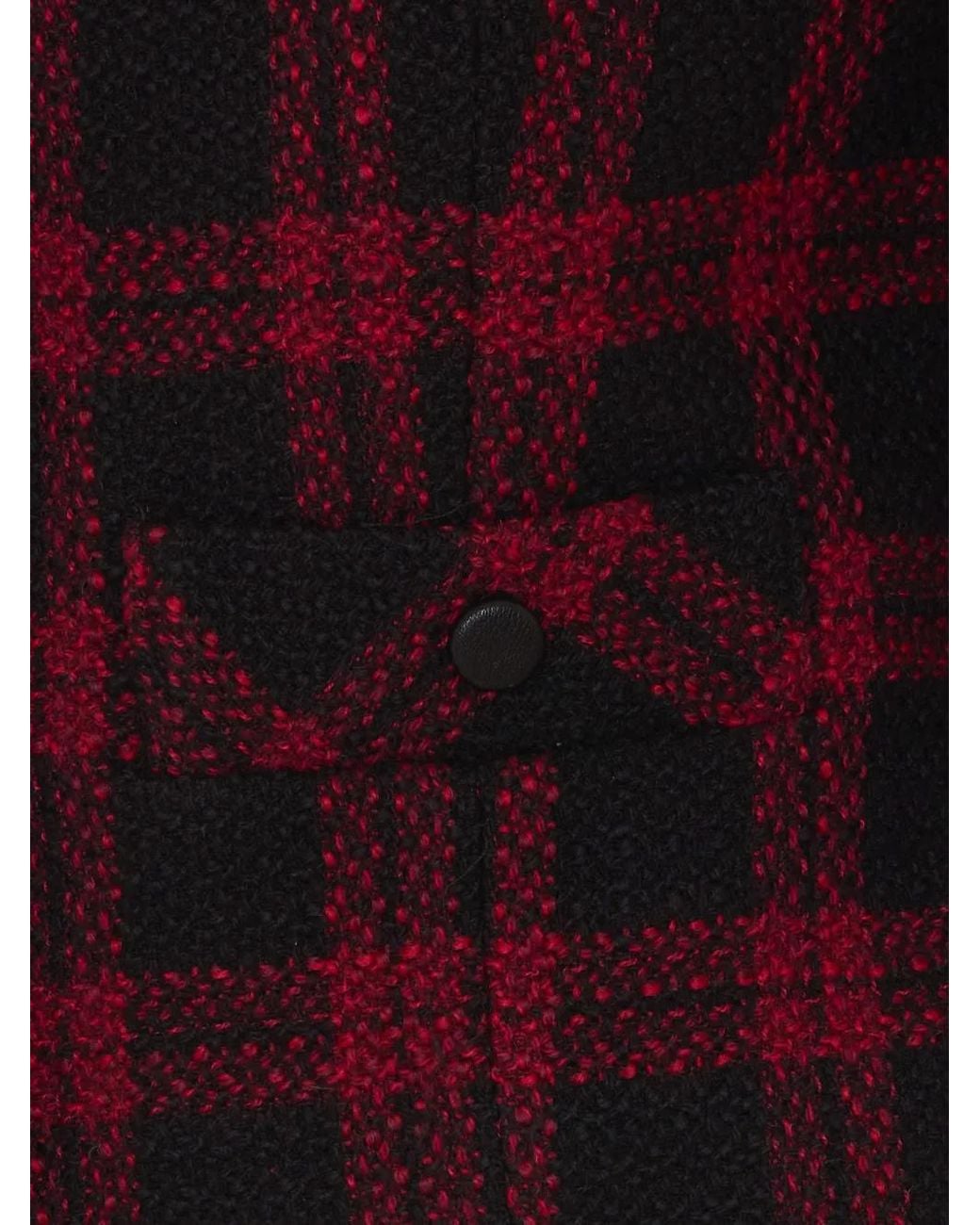 Pinko Red Checked Collarless Jacket