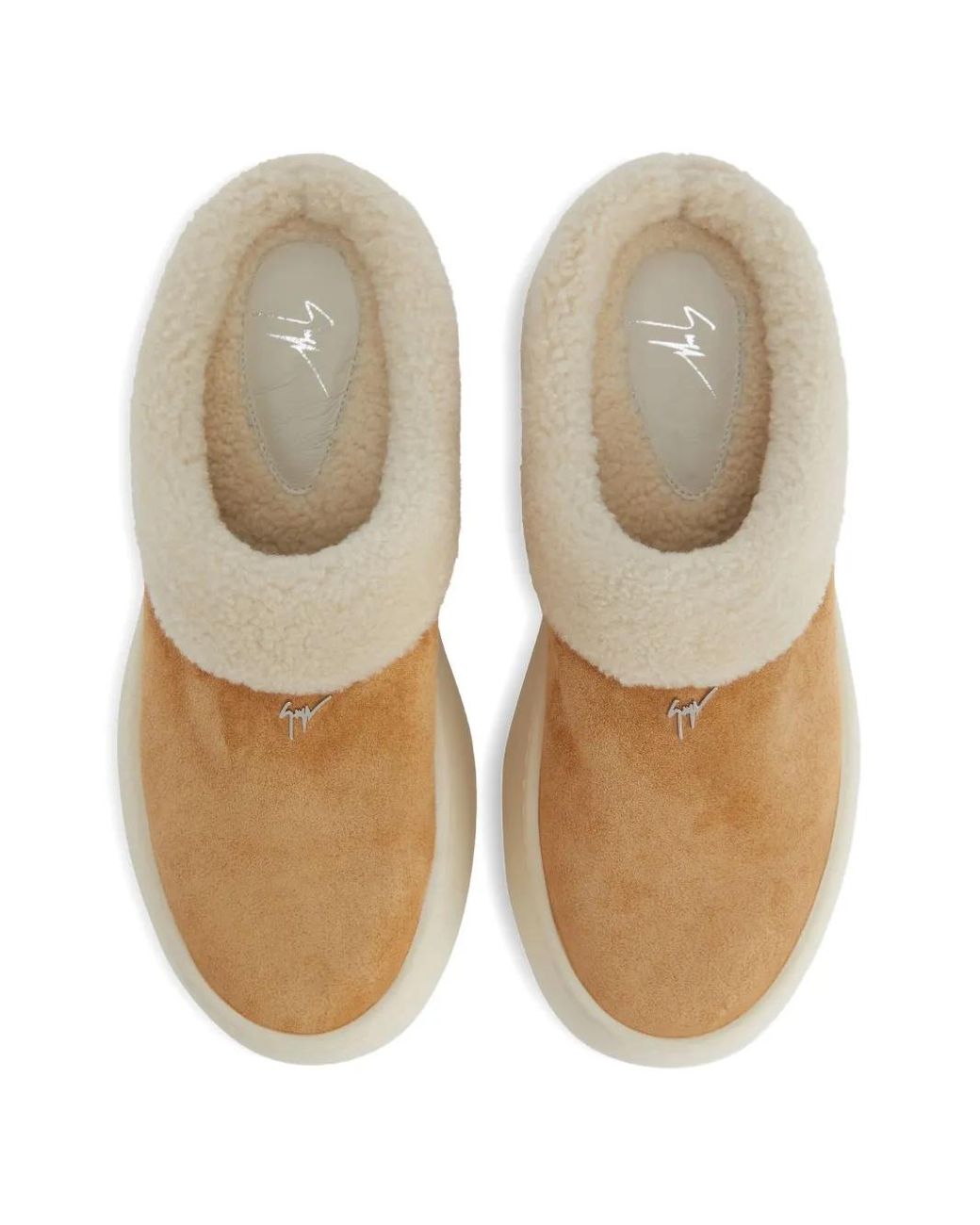 Giuseppe Zanotti White Faux-Shearling Platform Clogs for men
