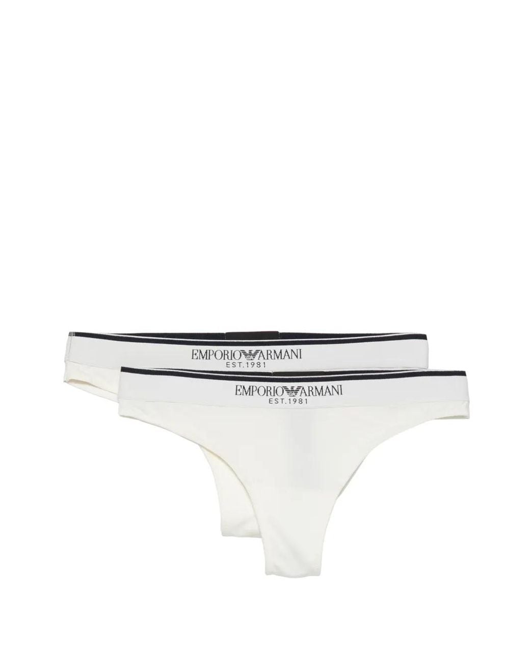 Emporio Armani White Logo-Waistband Thongs Set