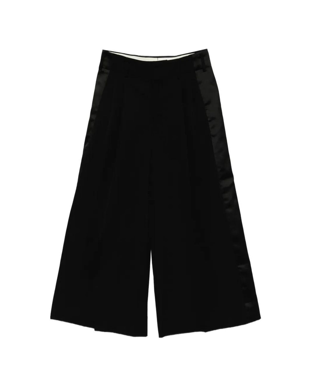 Comme des Garçons Black Satin-Panelled Pleated Trousers