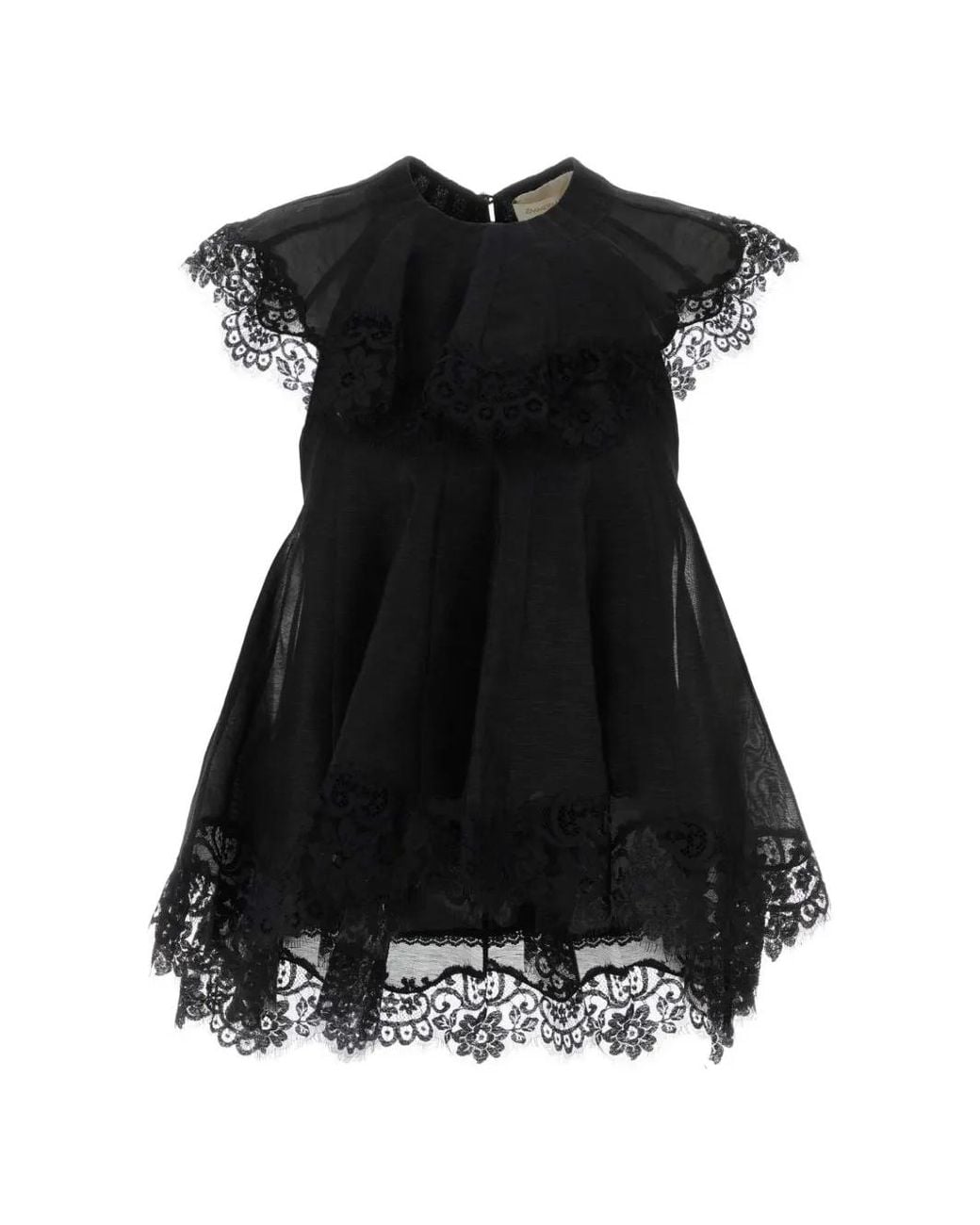 Zimmermann Black Ascent Lace-Trim Flutter Top