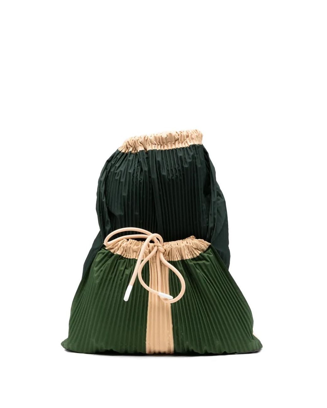 MULTITUDES BAGS Green Cini Plissé-Effect Drawstring Backpack