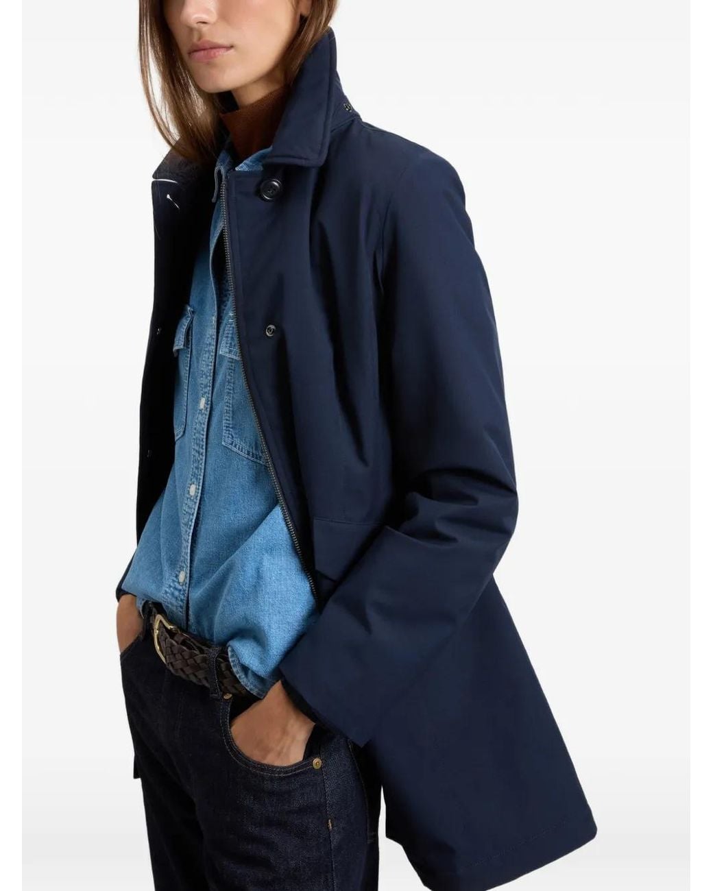 Woolrich Blue Removable-Hood Coat