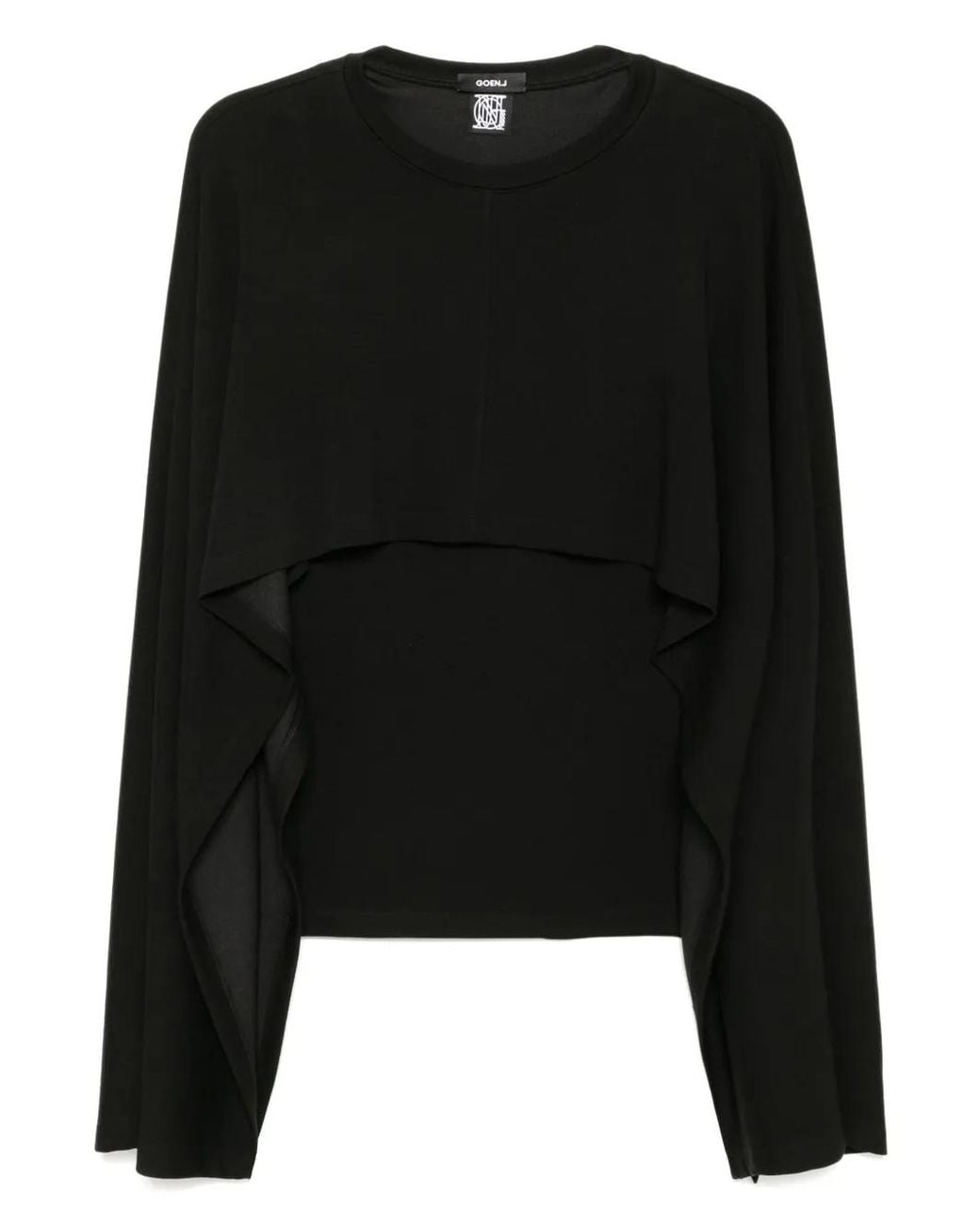 Goen.J Geribbelde Top Met Cape in het Black