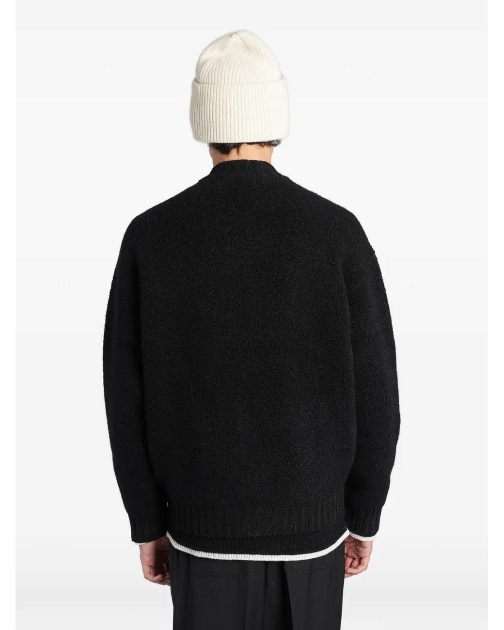 Laneus Black Zip-Up Knitted Sweater for men