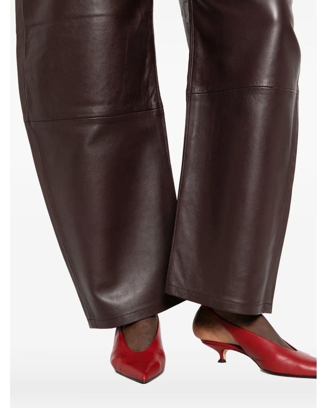 Lois Gray Wide-Leg Leather Trousers