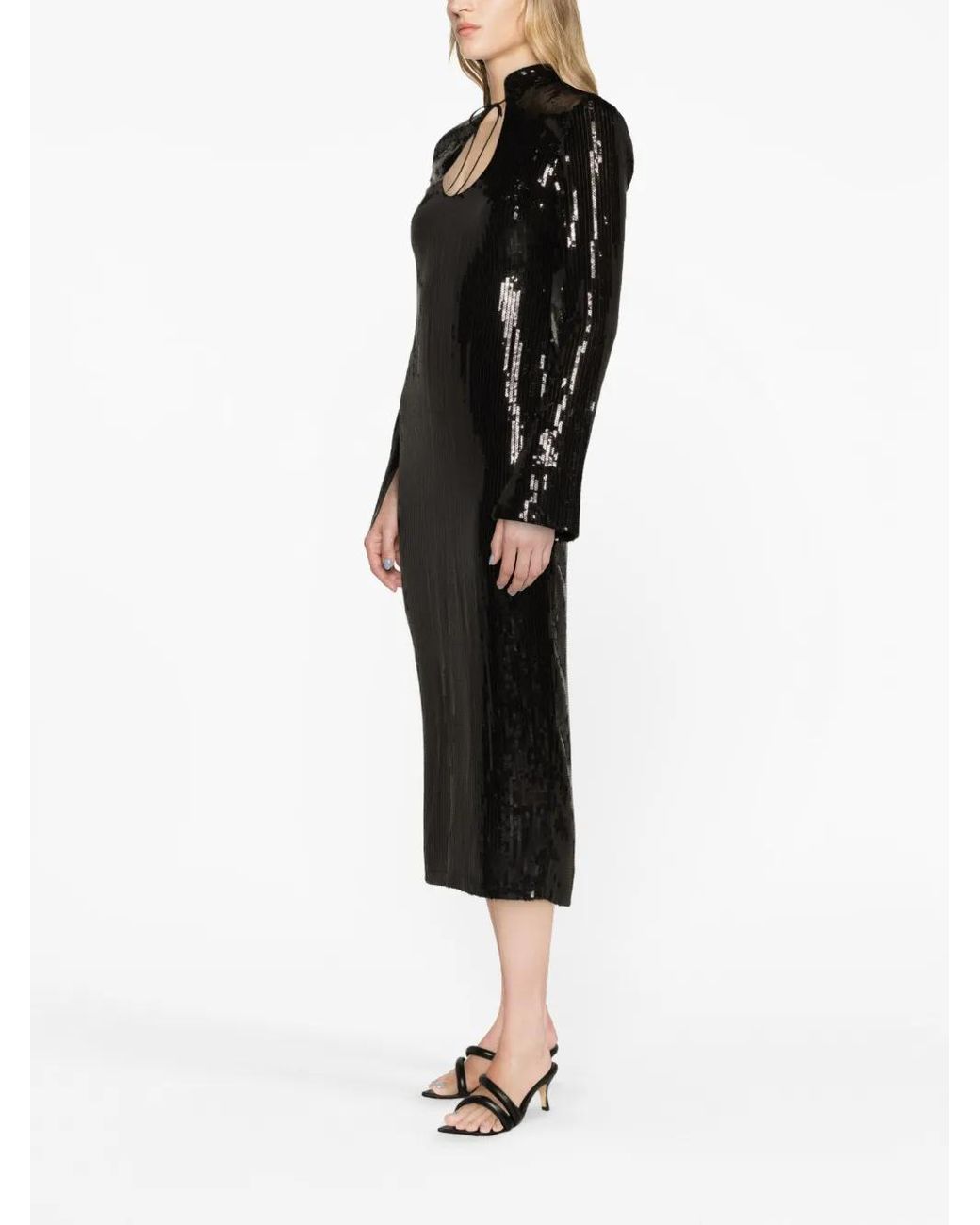 De La Vali Black Lazarus Sequined Midi Dress