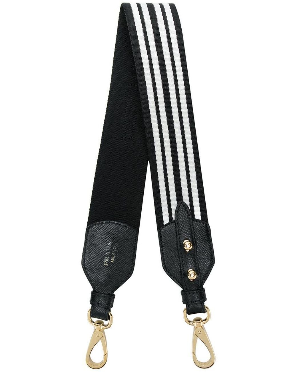 Prada Striped Bag Strap in Black | Lyst