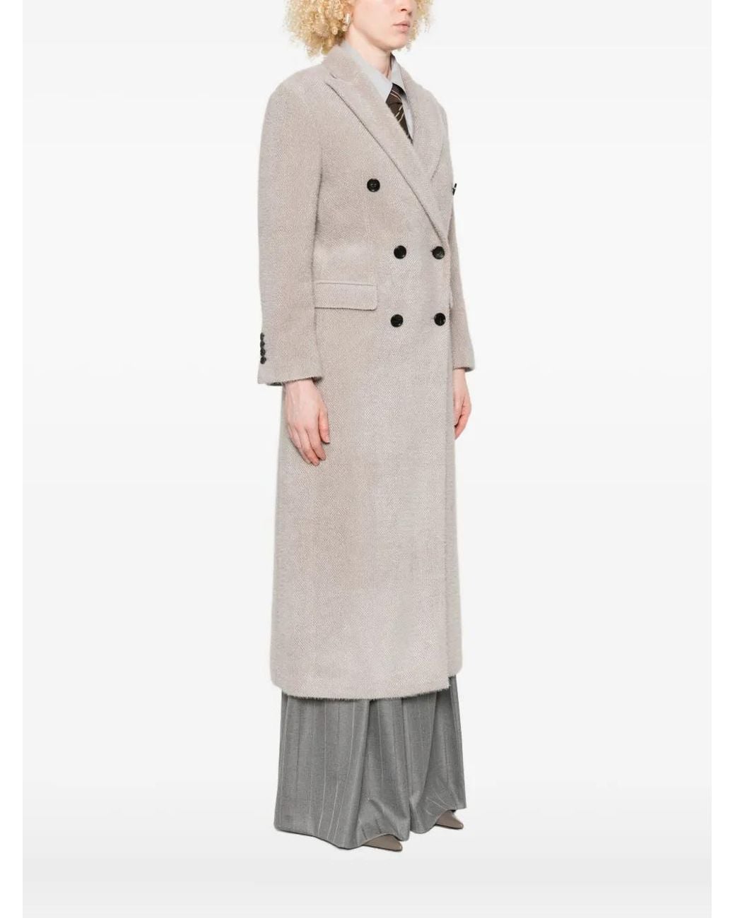 Eraldo Gray Double-Breasted Buttoned Coat