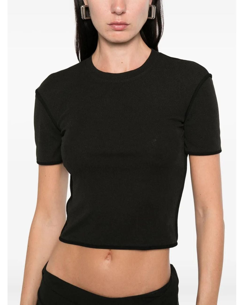 Nanushka Black Sabelle Short-Sleeved Top
