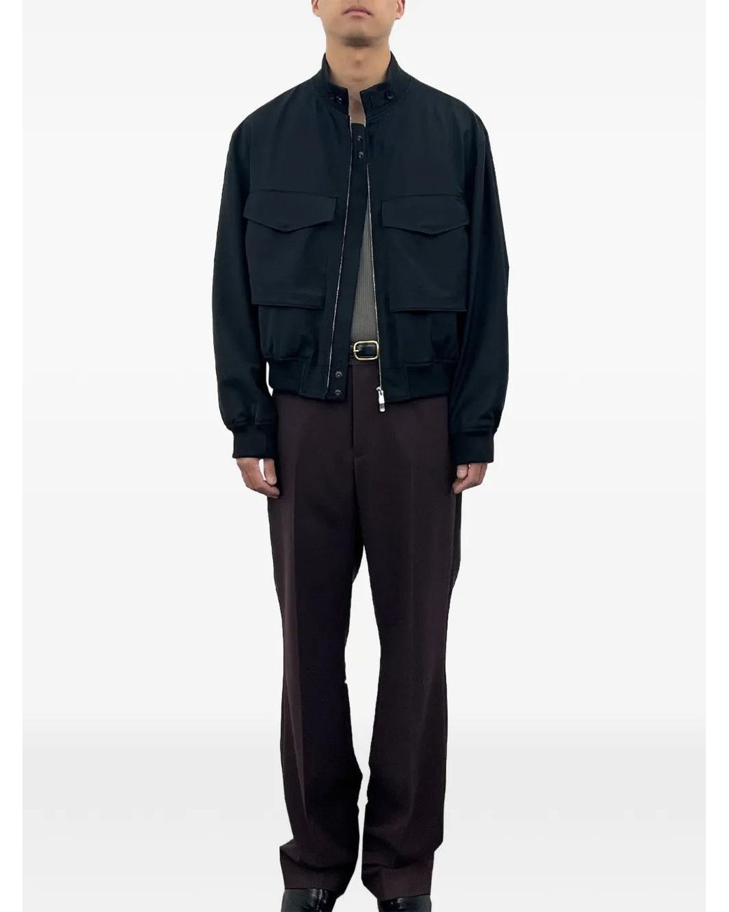 TONYWACK Black Patch-Pocket Bomber Jacket for men