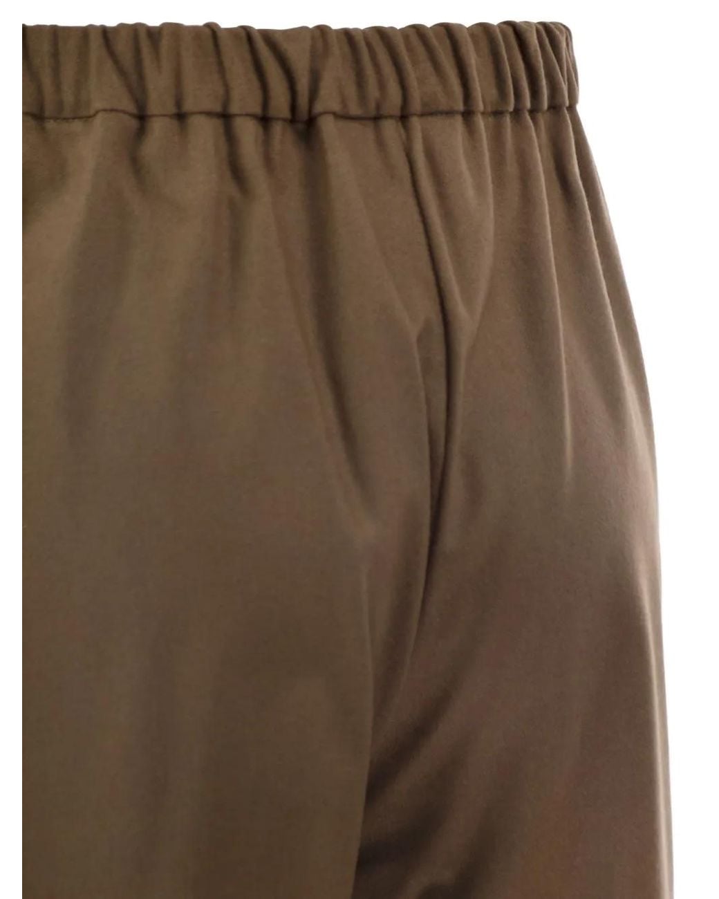 Max Mara Natural Drawstring Virgin Wool Trousers