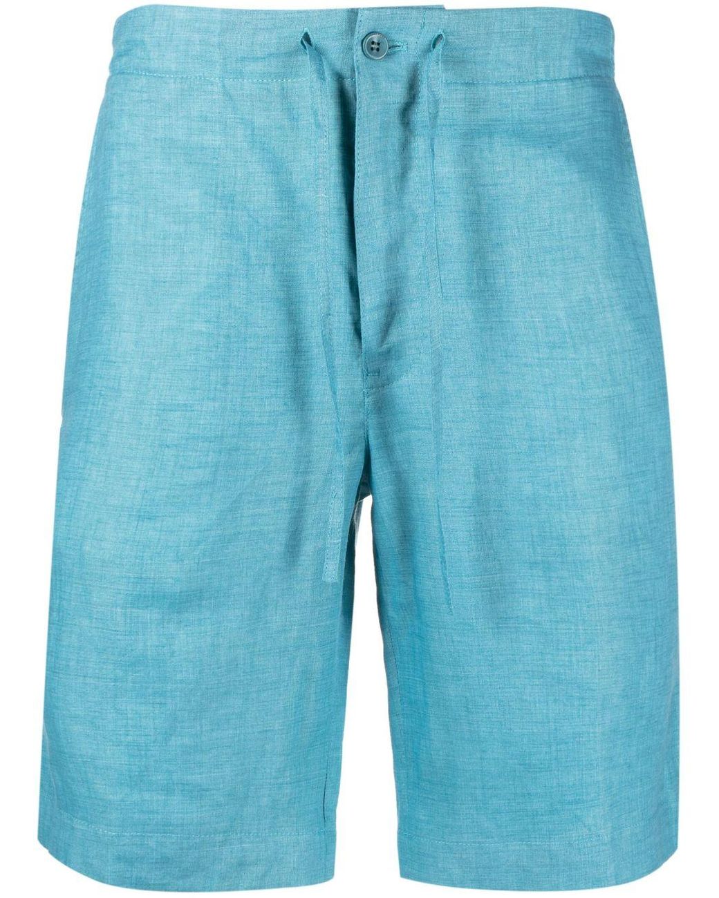 Loro Piana Kneelength Linen Shorts in Blue Lyst
