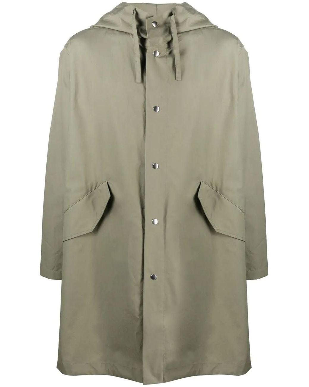 Jil Sander Green Rear Logo-Print Hooded Coat for men