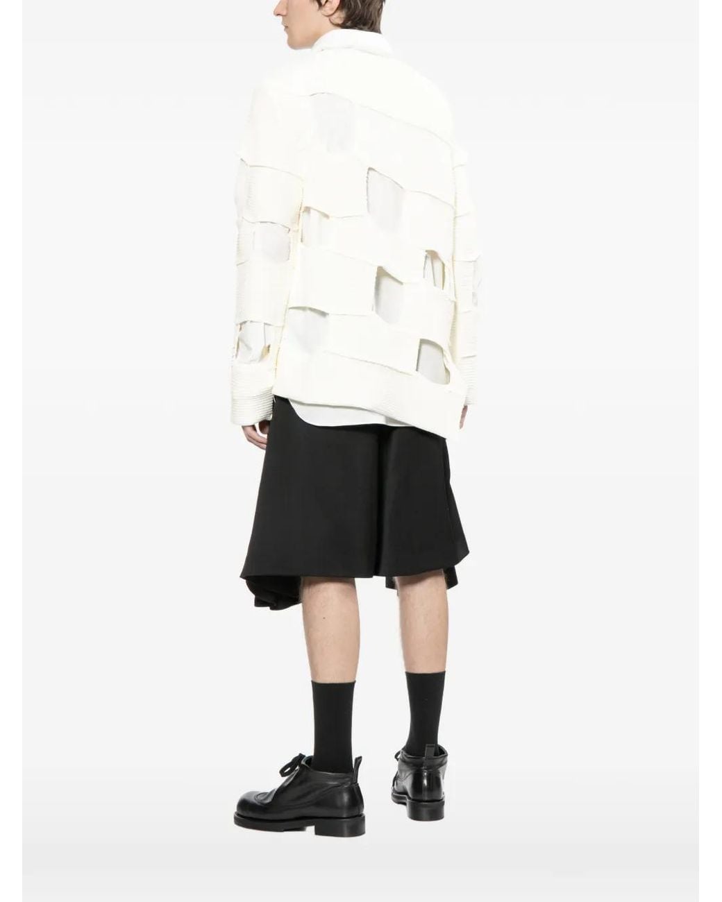 Comme des Garçons White Cut-Out Sweater for men