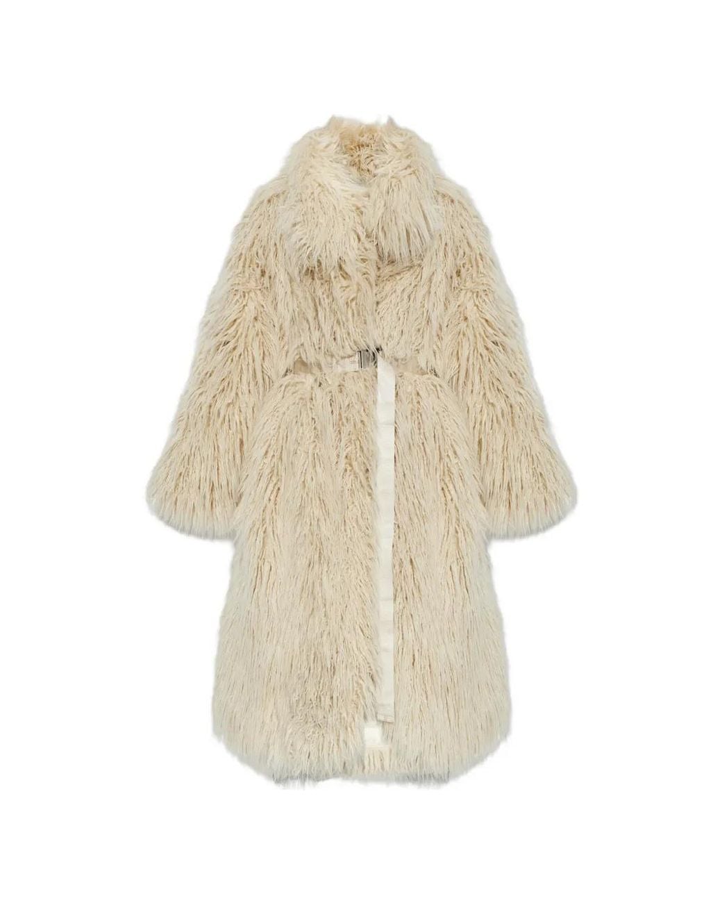 Off-White c/o Virgil Abloh White Faux Fur Coat With Belt