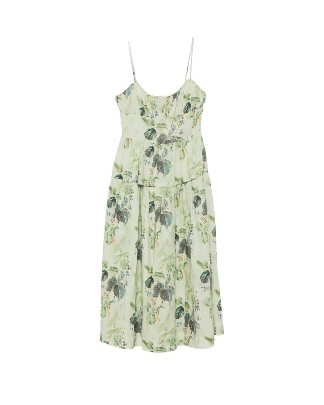 Doen Green Benoit Floral-Print Midi Dress