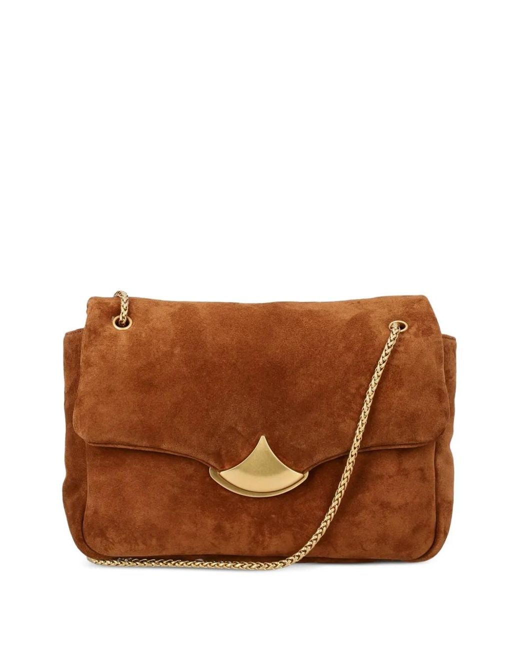 Sessun Brown Large Puffy Chain-Link Shoulder Bag