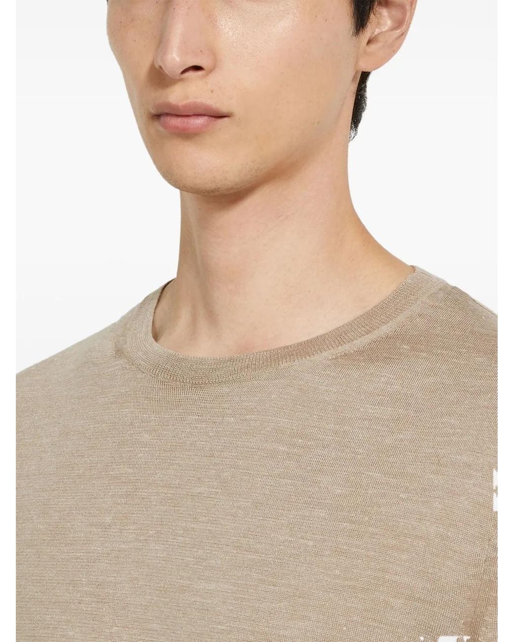 Zegna Brown Mélange Crew-Neck Sweater for men