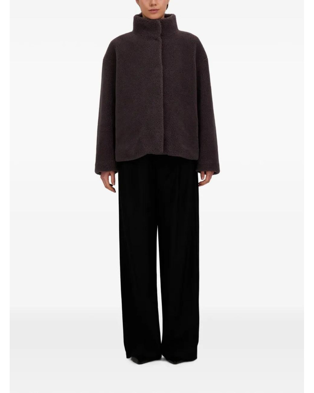 Herno Black Teddy-Effect Faux-Fur Jacket