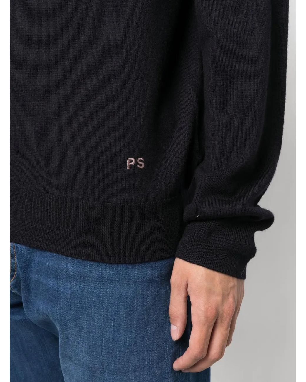 Paul Smith Blue Logo-Embroidered Merino Jumper for men