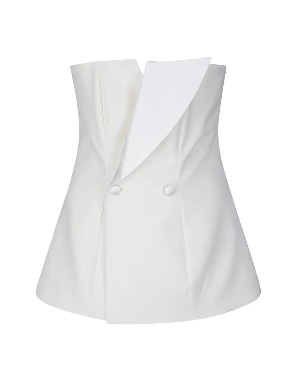 P.A.R.O.S.H. White Double-Breasted Strapless Top