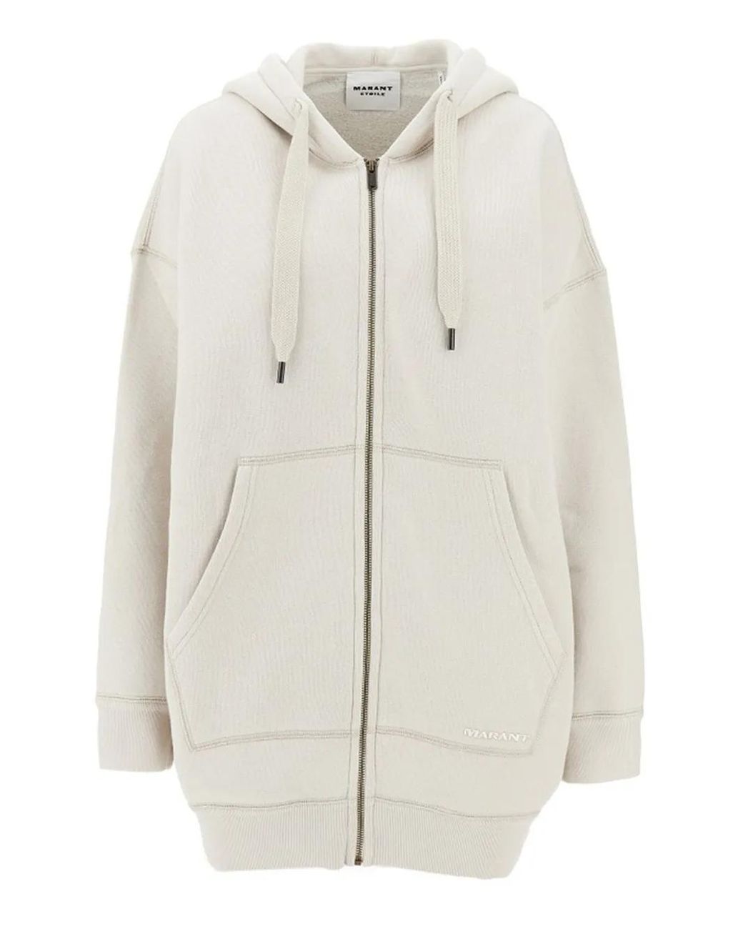 Isabel Marant White Zip-Up Hooded Sweatshirt