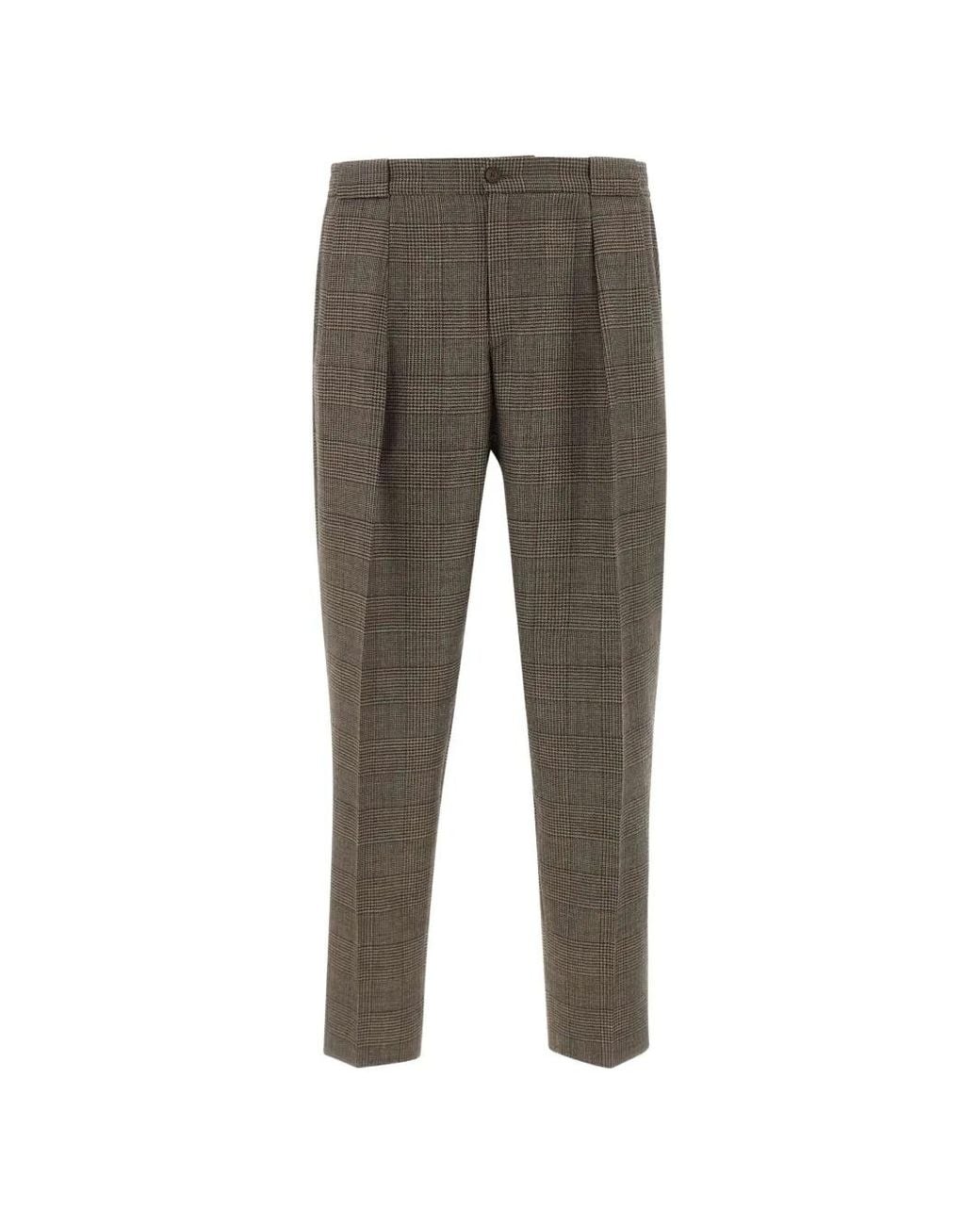 Briglia 1949 Gray Prince Of Wales Check Pleated Trousers for men