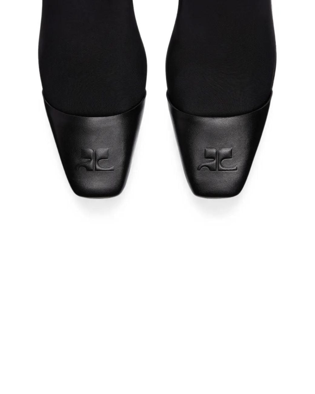 Courreges Black Leather-Cap Thigh-High Boots